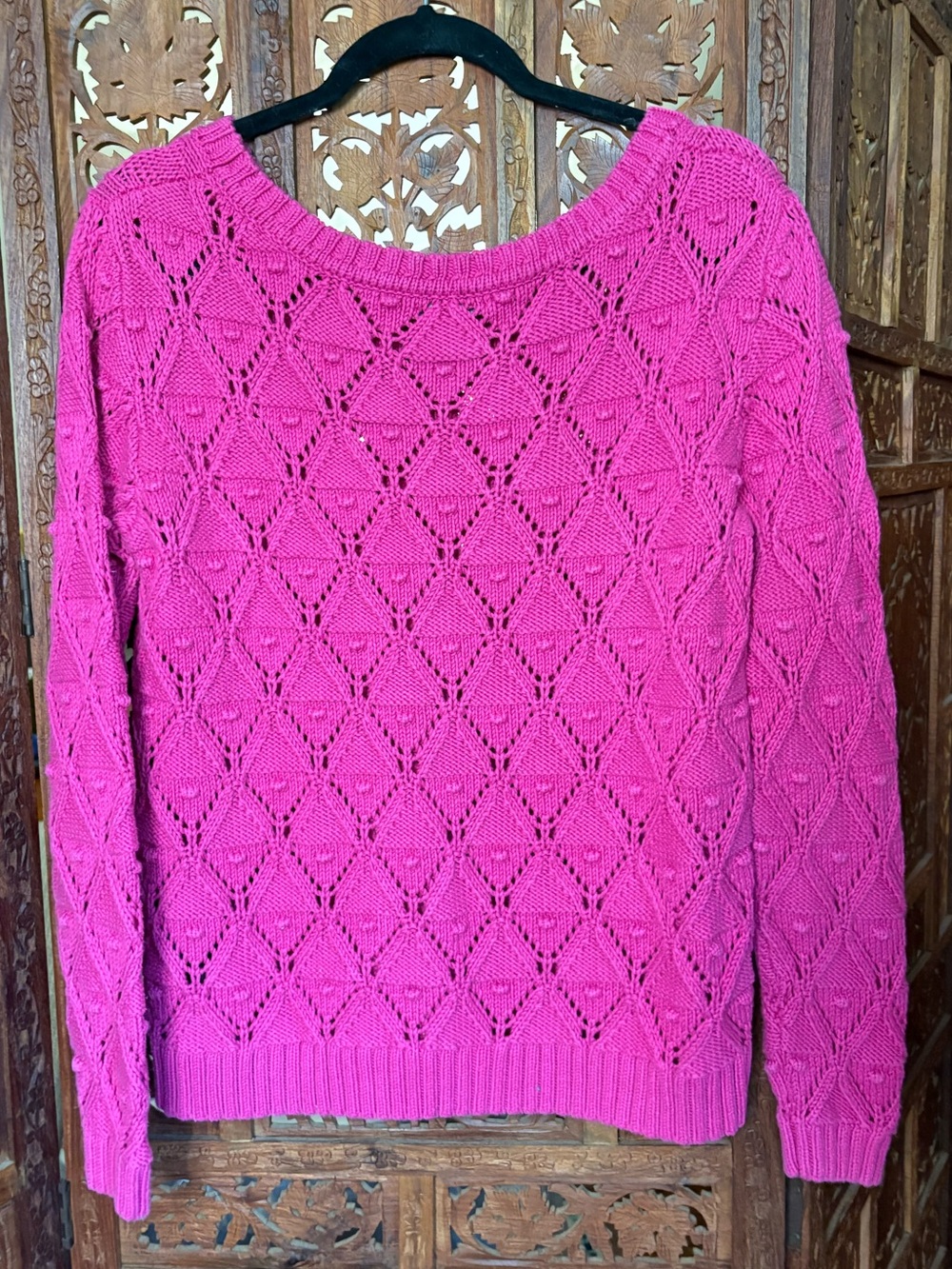 Tommy Hilfiger Pink Textured Knit Sweater – L 100% cotton